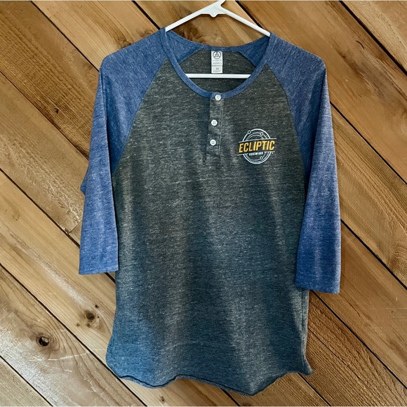 Alternative Earth Gray & Blue Vintage-style Baseball Tee Size M - Unisex fit - Picture 1 of 8